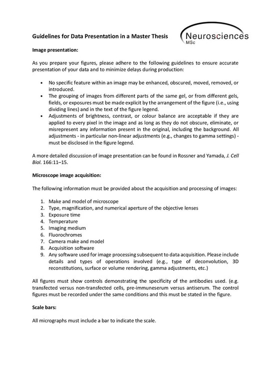 Data Presentation in Master Thesis